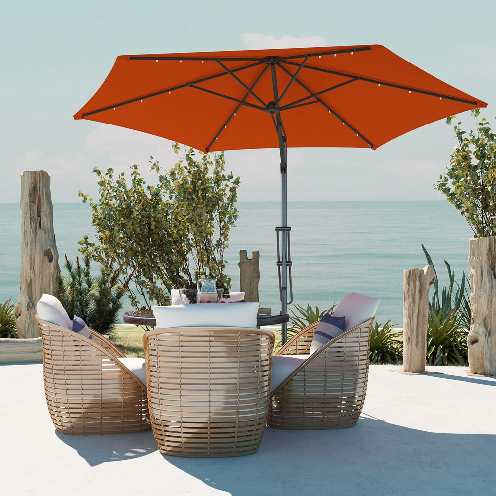 Outsunny Orange Solar LED Cantilever Parasol 3m Image 3
