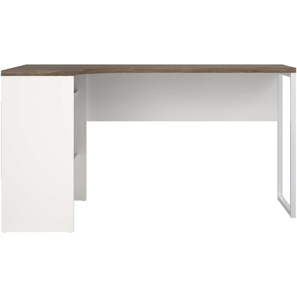 Florence Function Plus 2 Drawer Corner Desk White and Truffle Oak Image 6
