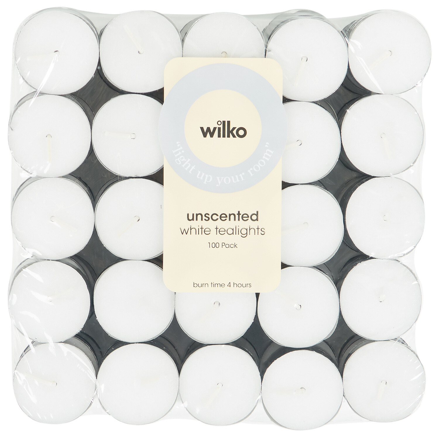 White Unscented Tealights White 100 Image 1