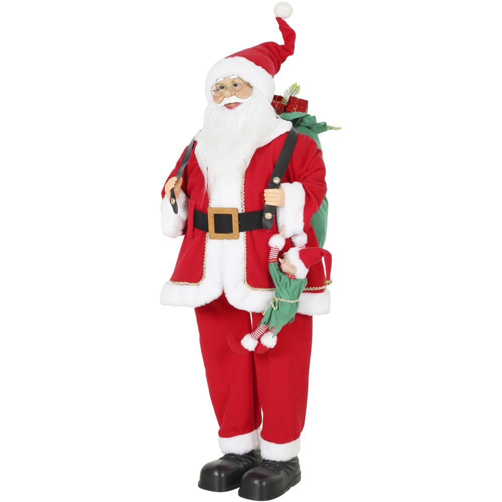 HOMCOM Singing and Dancing Santa Claus with Sack Hanging Elf Christmas Decoration 4ft Image 1