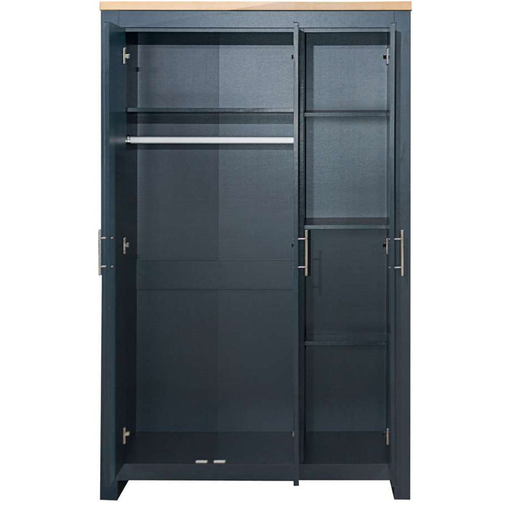 Birlea Highgate 3 Door Navy Blue and Oak Mirrored Wardrobe Image 4