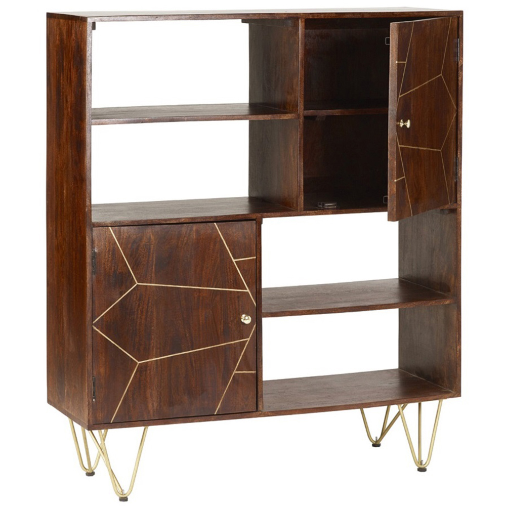 Brooklyn Ozella 2 Door 4 Shelf Dark Gold Display Cabinet Image 4