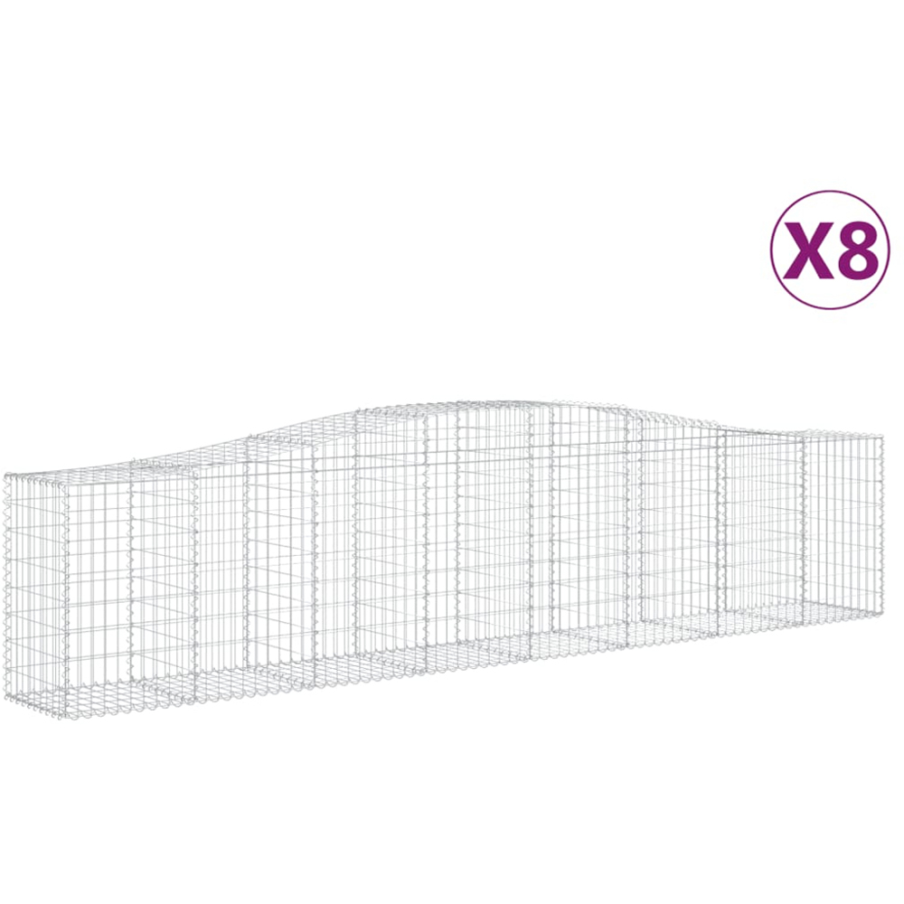 vidaXL Silver Galvanised Iron Gabion Basket 400 x 50 x 80/100cm 8 Pack Image 4