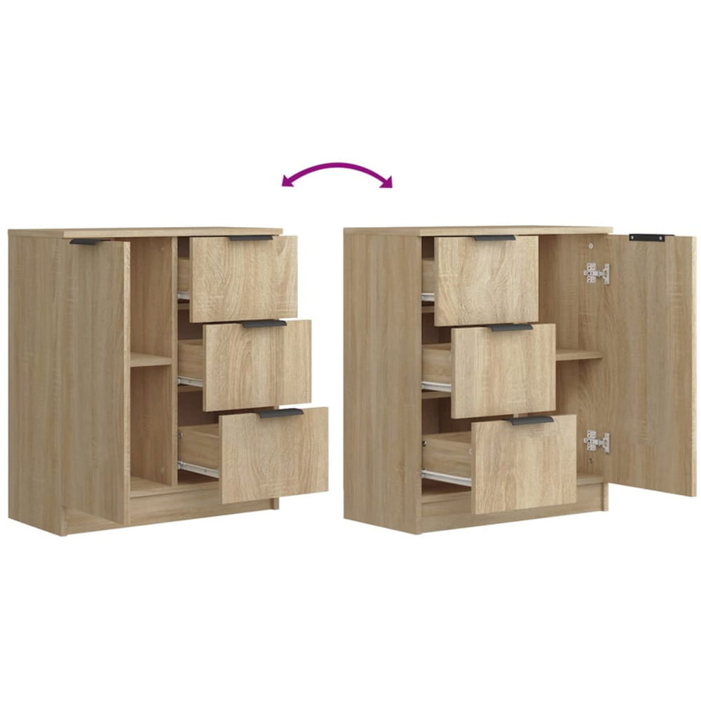 vidaXL Single Door 3 Drawer Sonoma Oak Sideboard Image 6