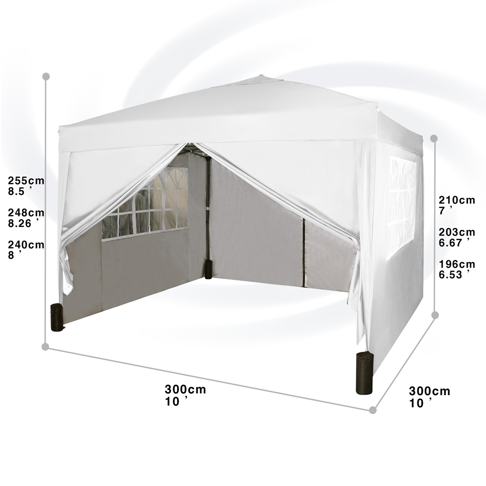 White Pop Up Outdoor Canopy Tent with Removable Sidewalls 3 x 3m Image 9