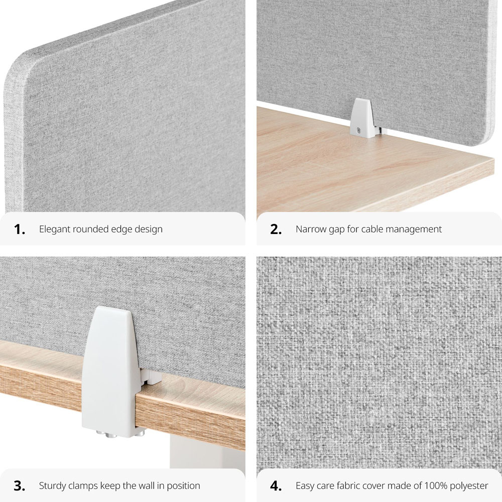tectake Noisy Grey Plastic Desk Divider 130 x 40cm Image 3