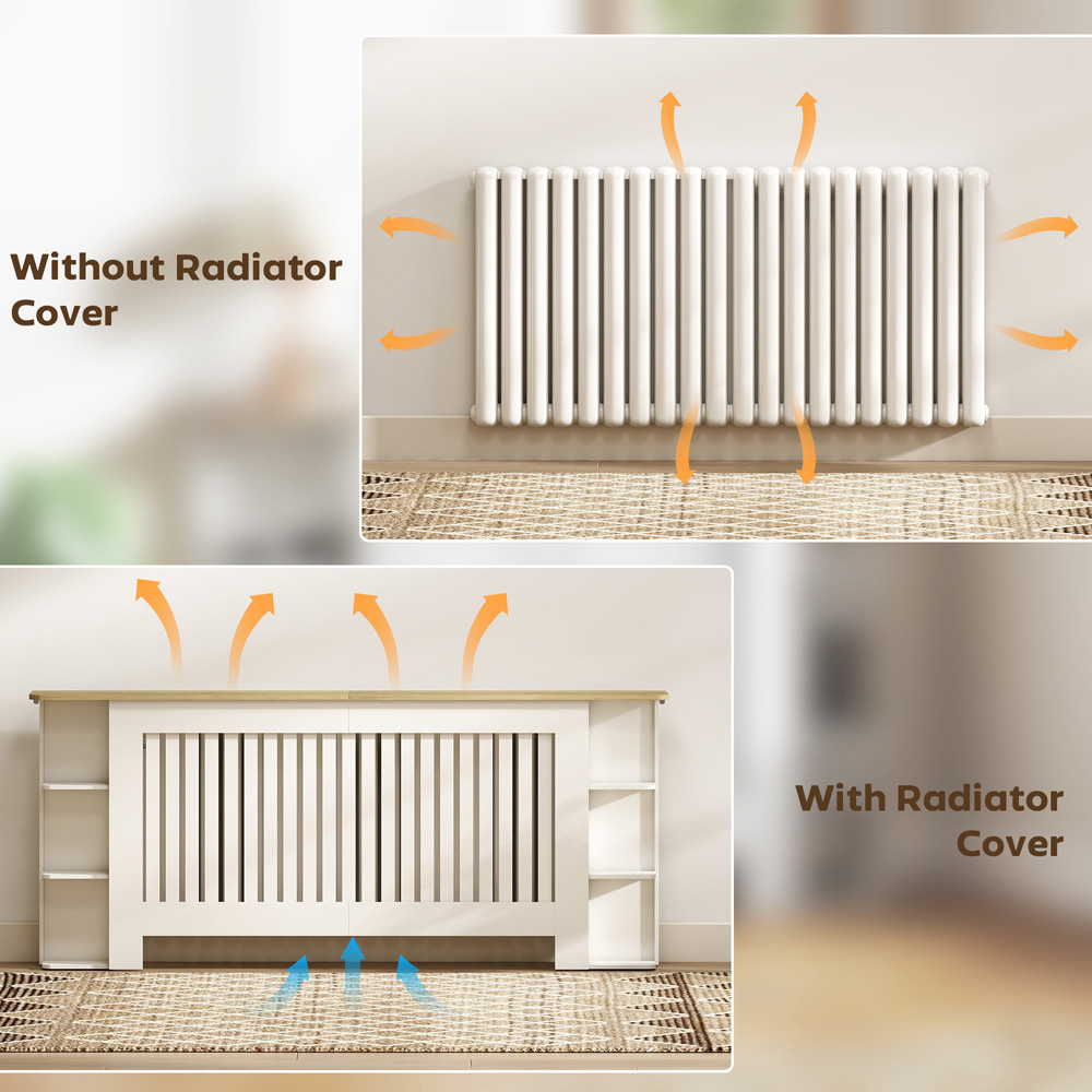 HOMCOM White Vertical Slatted Extra Large Heater Cover Image 5