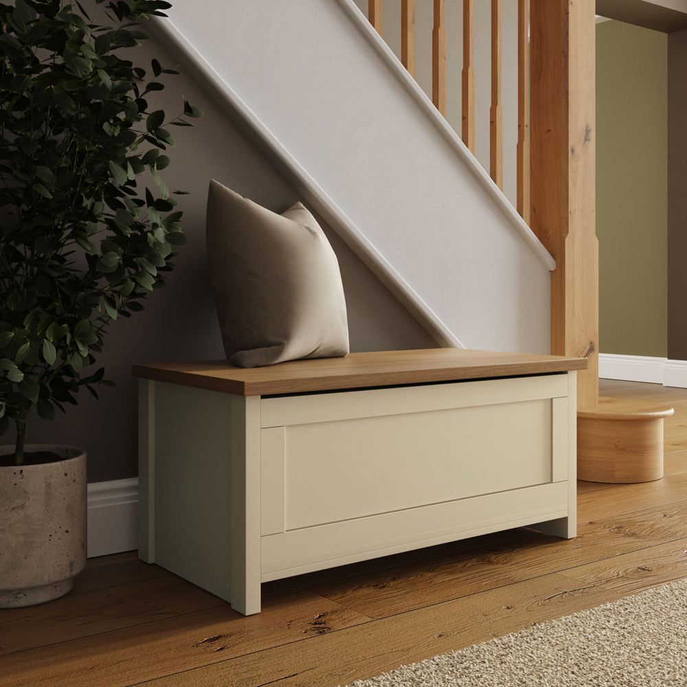 GFW Lancaster Cream Ottoman Storage Bench Image 7