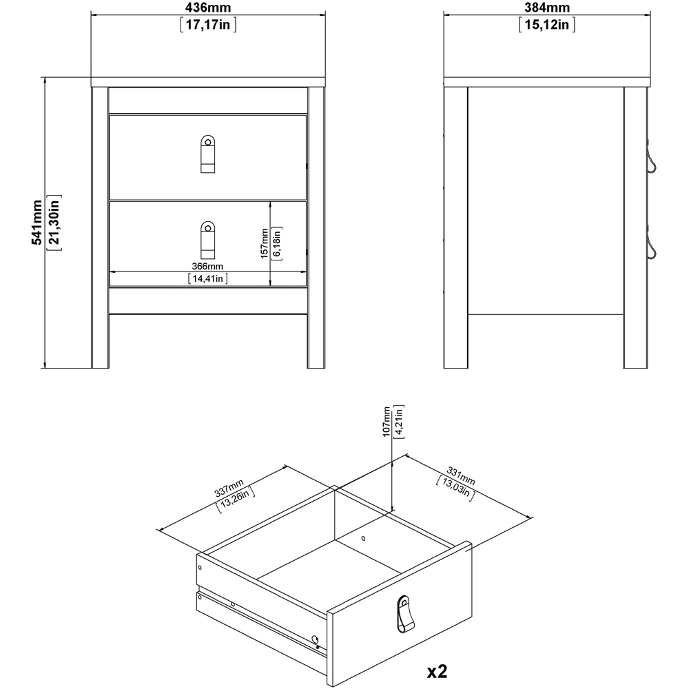 Florence Madrid White 3 Piece Bedroom Furniture Set Image 7
