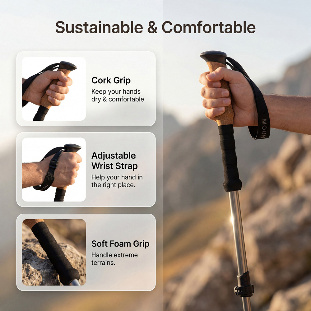 Mountview 2 Piece Aluminium Lightweight Trekking Pole Image 4