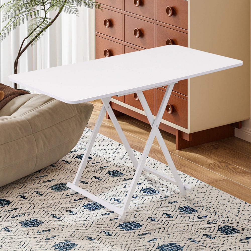 Living and Home 4 Seater White Foldable Dining Table Image 1