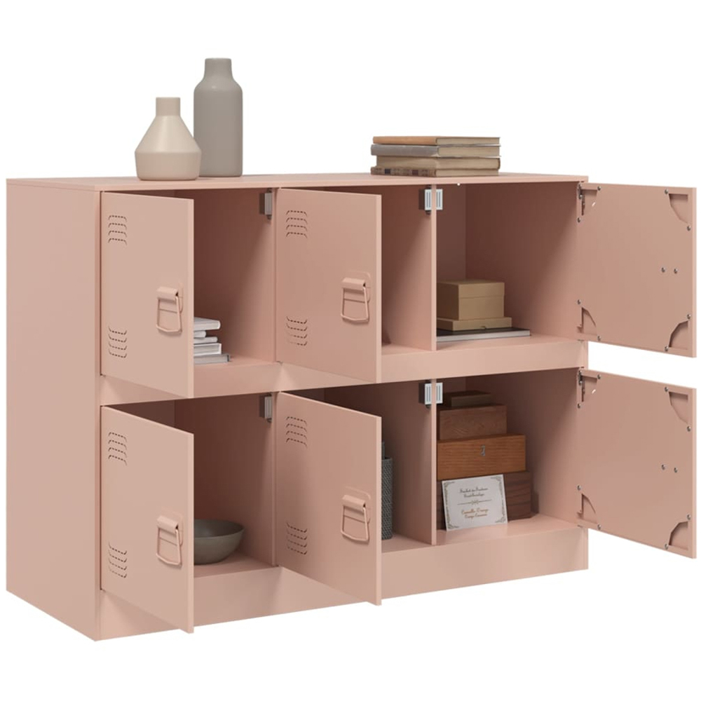 vidaXL 6 Door Pink Steel Sideboard Image 5