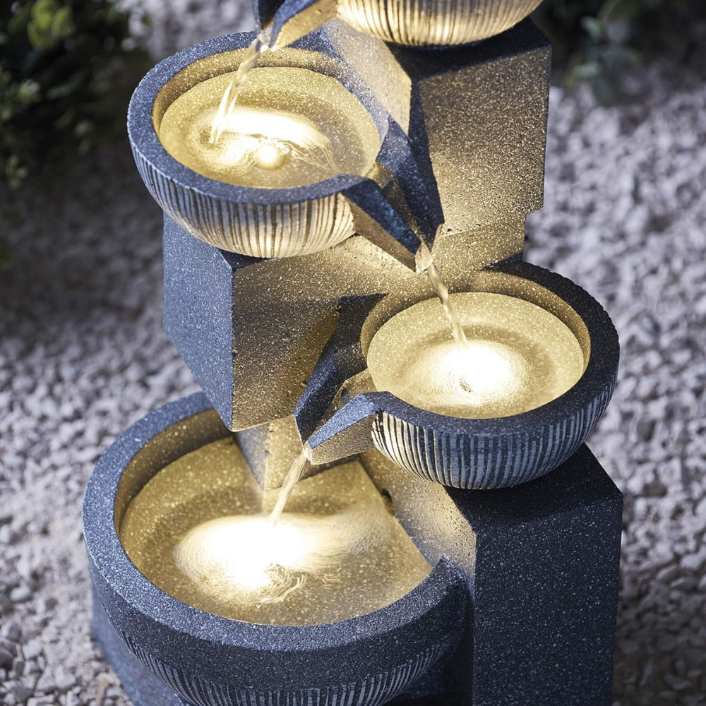 Serenity 4-Tier Cascading Bowl Mains Powered LED Water Feature Image 3
