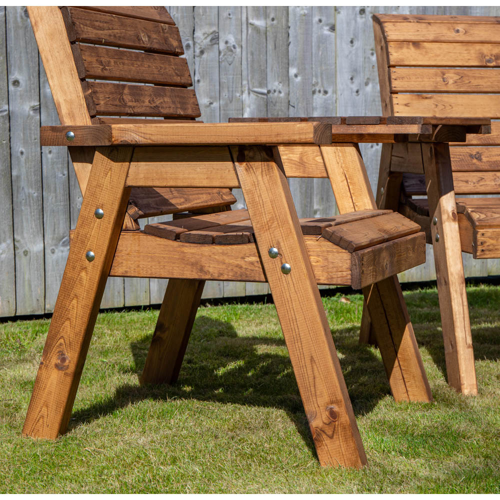 Samuel Alexander 2 Seater Chunky Rustic Wooden Garden Loveseat with Tray Image 6