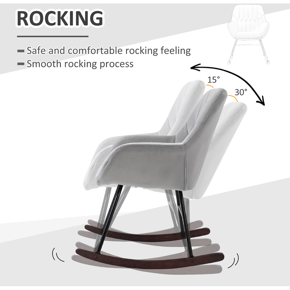 Portland Grey and Black Plush Rocking Chair Image 5