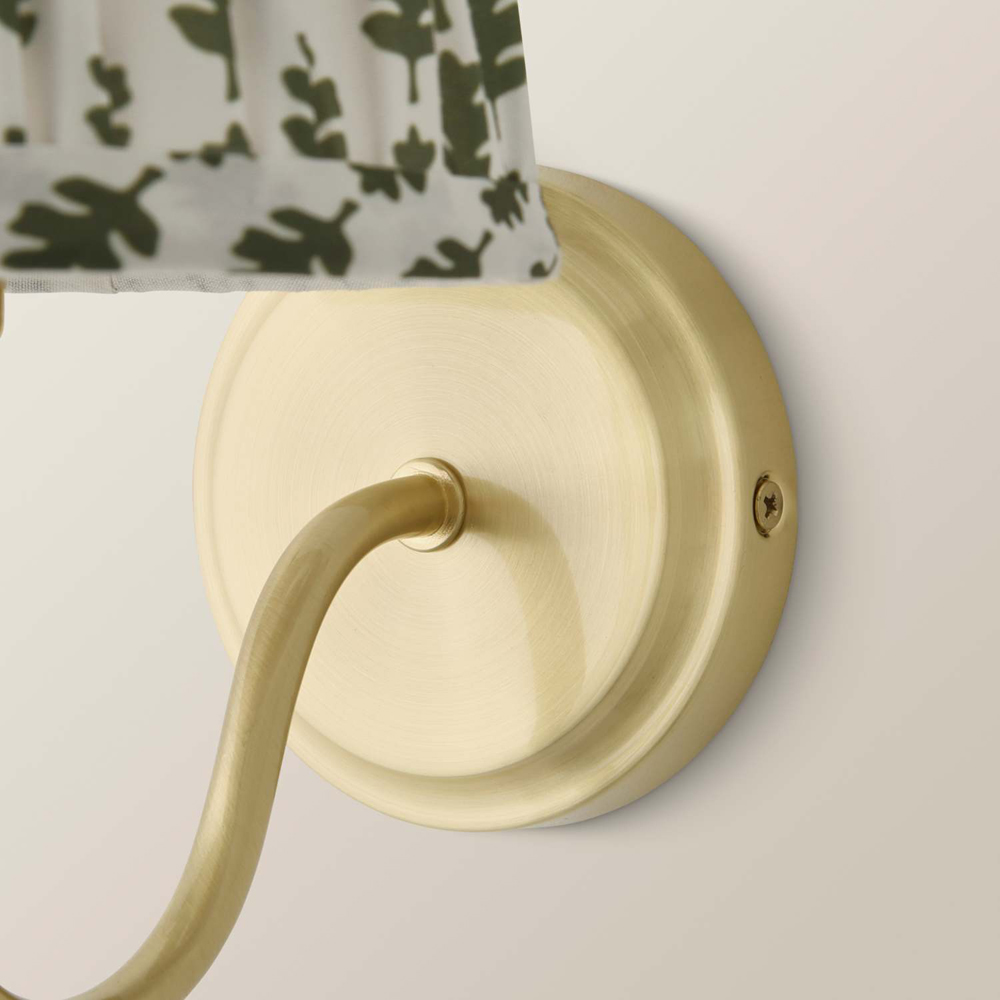 ValueLights Binky Green Floral Shade Gold Rechargeable Wall Light with Bulb 2 Pack Image 4