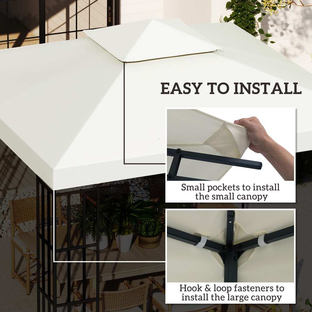 Outsunny 3 x 3m 2-Tier Cream White Gazebo Canopy Replacement Cover Image 5