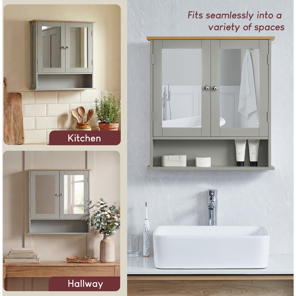 BATH VIDA Priano Grey 2 Door Mirror Bathroom Cabinet Image 5