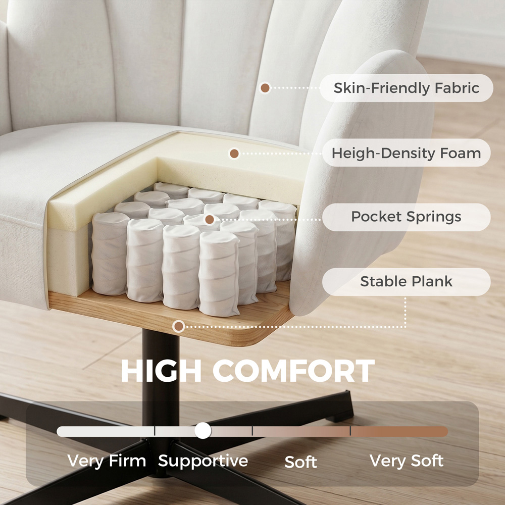 HOMCOM Cream Modern Swivel Accent Chair Image 7