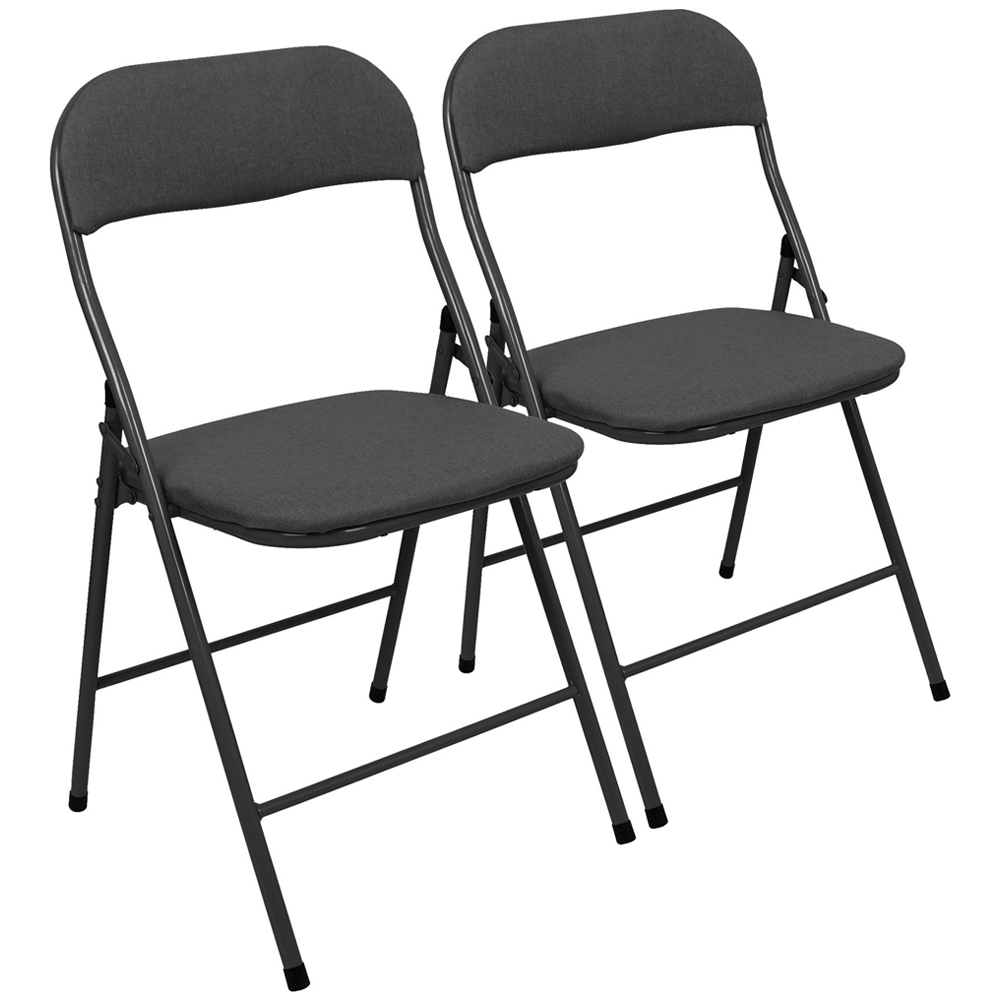 Harbour Housewares Set of 2 Black Fabric Padded Metal Foldable Chair Image 2