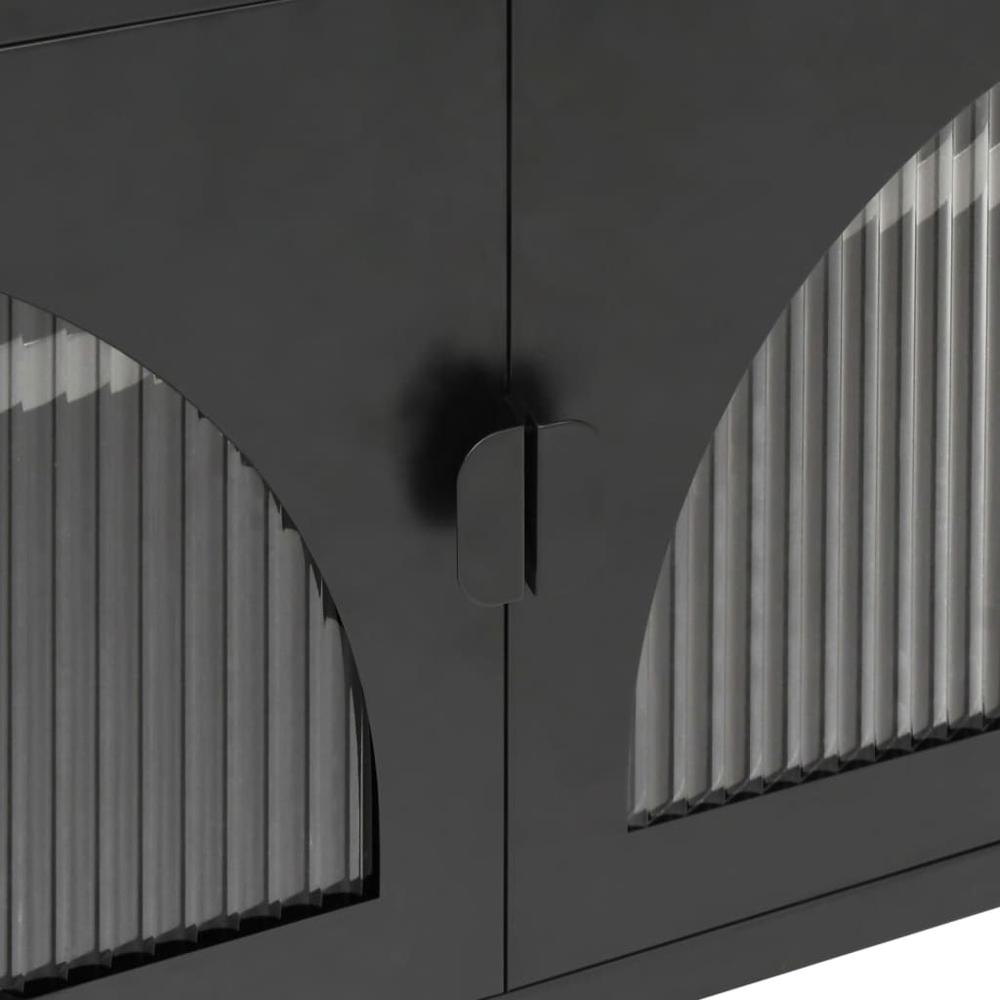 vidaXL 2 Door Black Fluted Glass and Steel TV Cabinet Image 7
