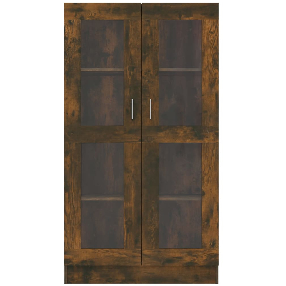 vidaXL 2 Door 4 Shelf Smoked Oak Vitrine Cabinet Image 3