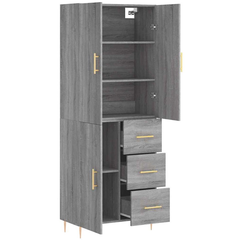 vidaXL 3 Door 3 Drawer Grey Sonoma Wooden Highboard Image 4
