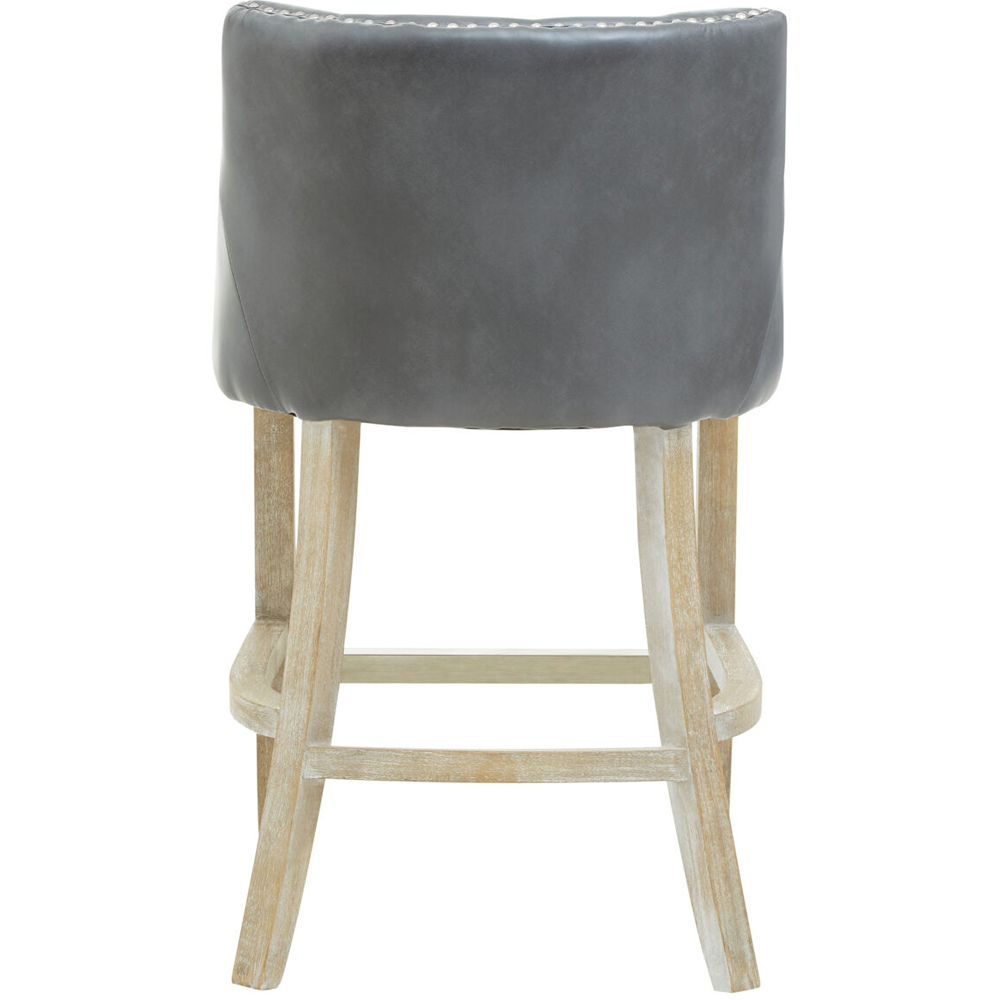 Premier Housewares Kensington Townhouse Grey Faux Leather Hevea Bar Chair Image 4