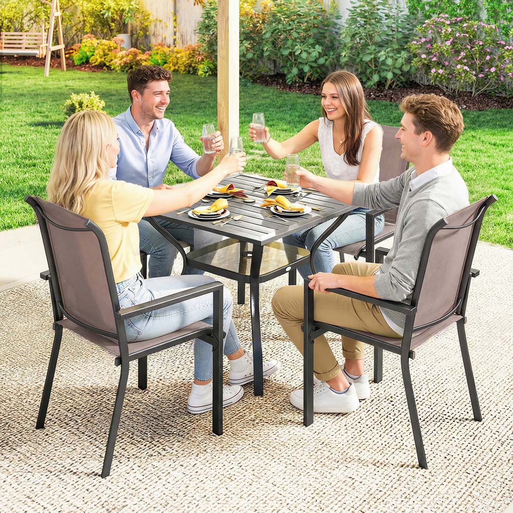 Outsunny 4 Seater Garden Dining Set Grey and Khaki Image 2