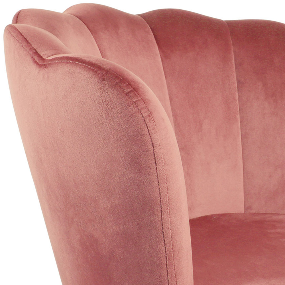 Flora Dark Pink Velvet Scalloped Back Accent Chair Image 7
