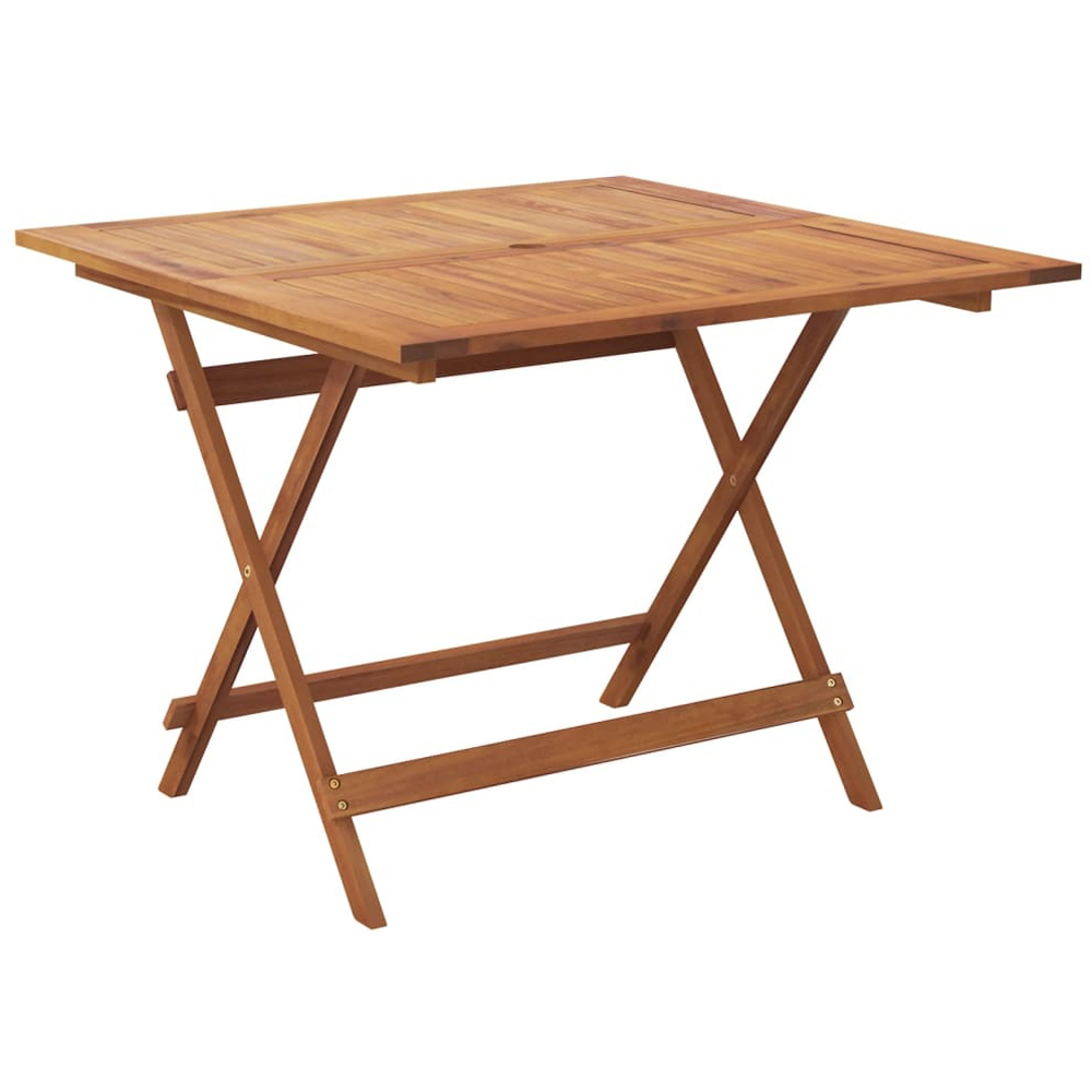 Walplus 4 Seater Foldable Solid Wood Acacia Garden Table with Parasol Hole Image 2
