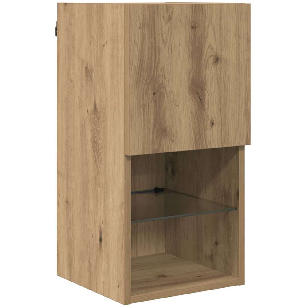 vidaXL Single Door 2 Shelf Artisan Oak Wall Mounted LED TV Unit Image 4