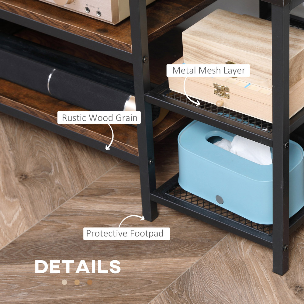 Portland 6 Shelf Brown and Black TV Unit Cabinet Image 6