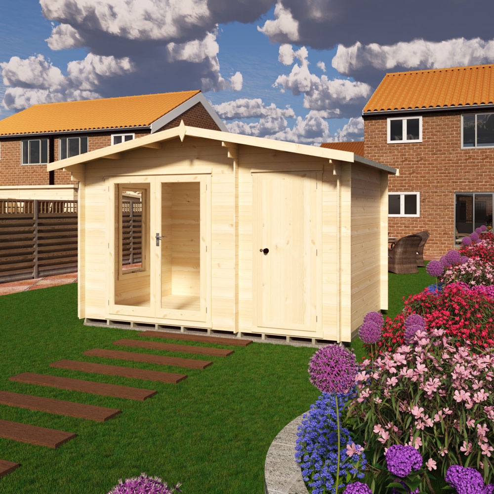 Shire Spalding 12 x 8ft Dual-Purpose Apex Garden Log Cabin with Integral Storage Image 2