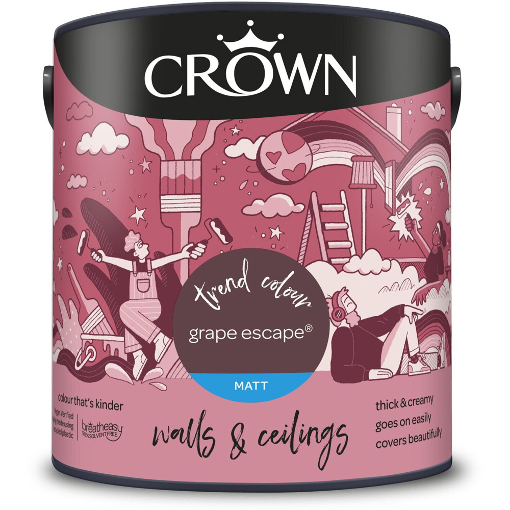 Crown Walls and Ceilings Grape Escape Matt Emulsion Paint 2.5L Image 2