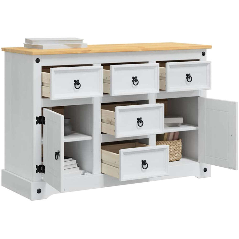 vidaXL 2 Door 5 Drawer White Storage Chest Image 3