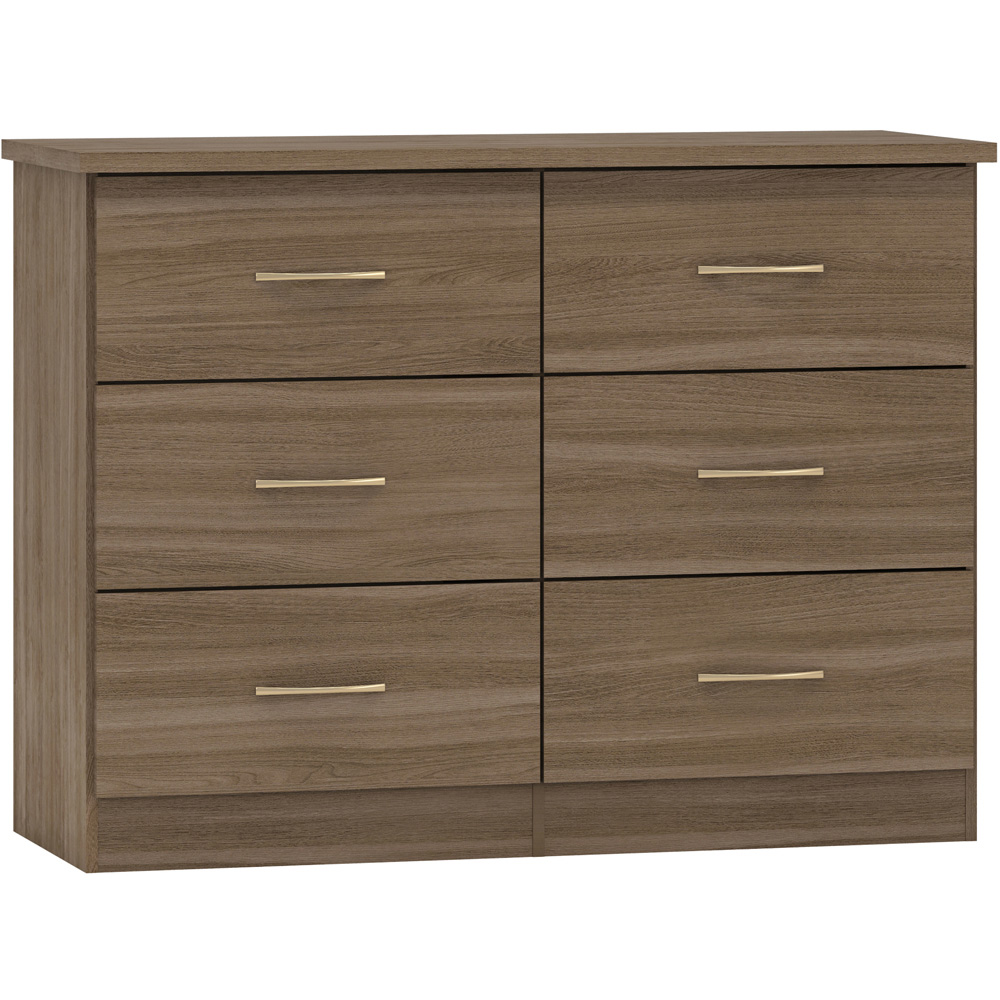 Seconique Nevada 6 Drawer Rustic Oak Effect Chest of Drawers Image 2