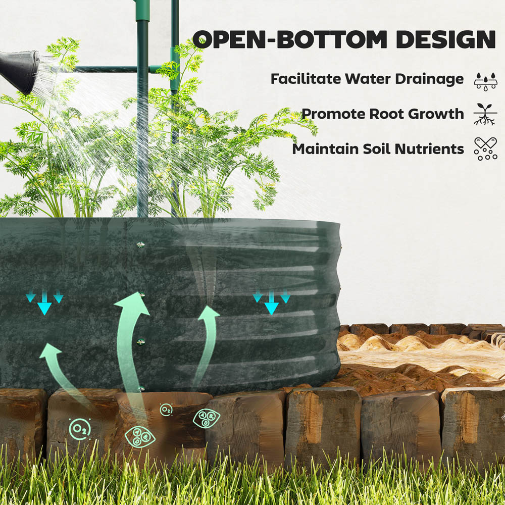 Outsunny Dark Grey Galvanised Raised Garden Bed with Trellis 140 x 60 x 120cm Image 4