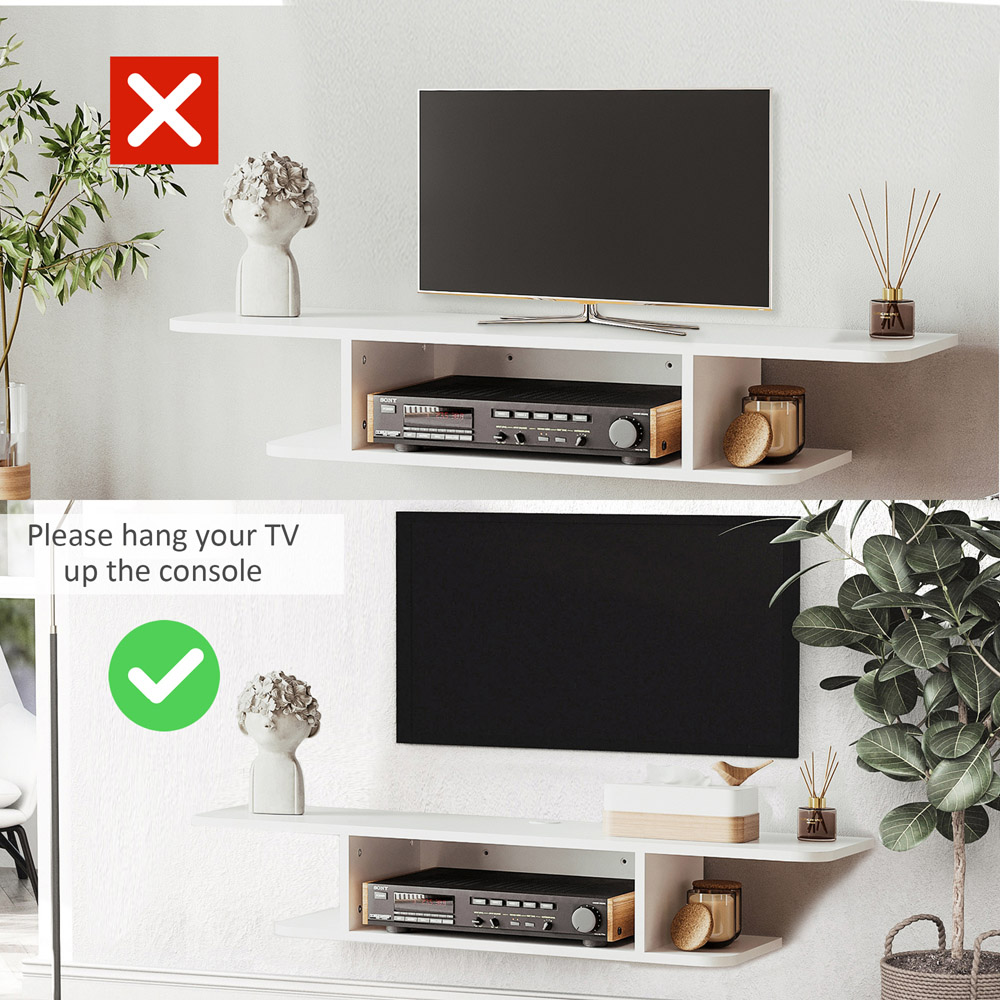 Portland White Wall Mounted Floating TV Unit Image 5