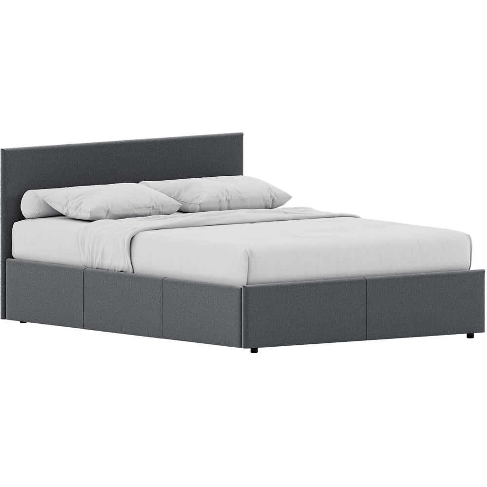 VIDA DESIGNS Veronica King Size Light Grey Linen Ottoman Bed with Gel Memory Foam Mattress Image 2