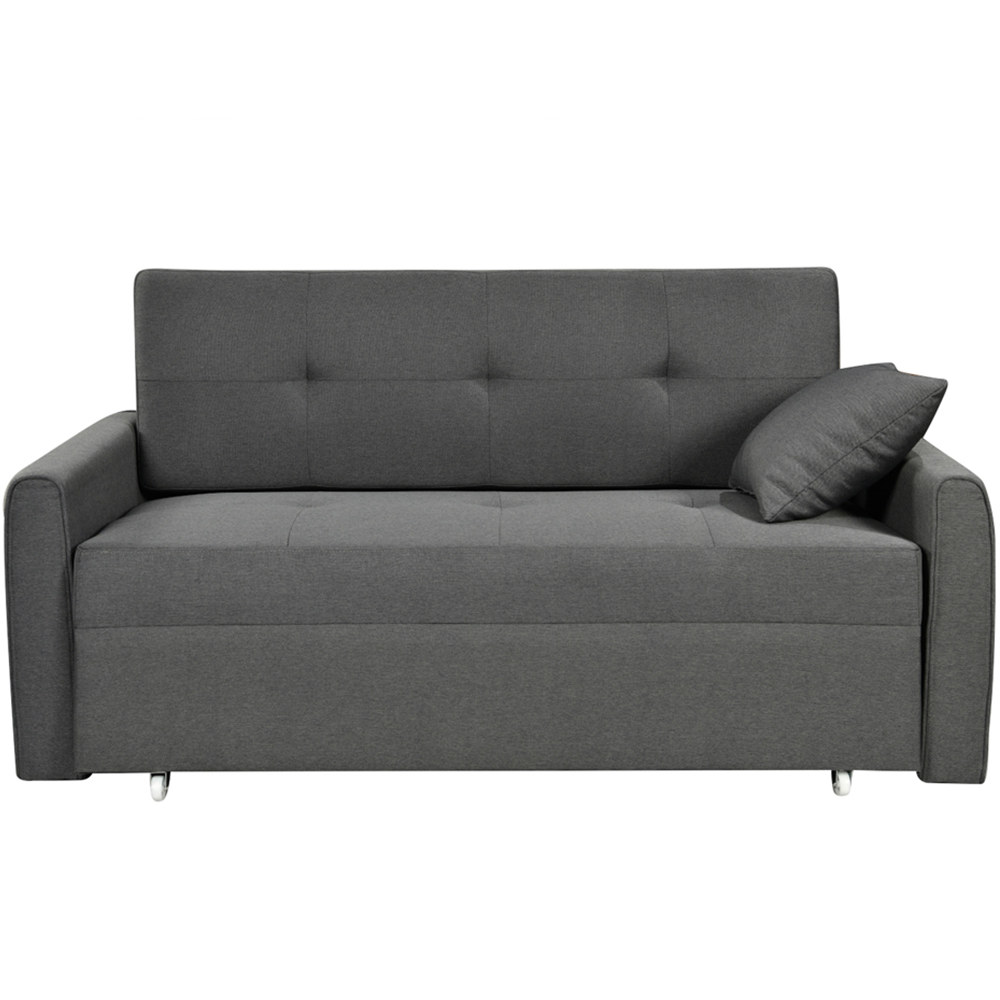 Comfy Living 2 Seater Grey Linen Pull Out Sofa Bed Image 3