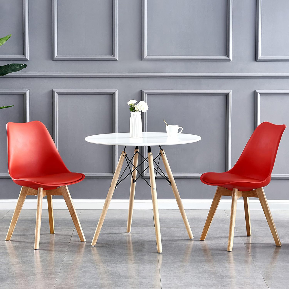 Eva Set of 2 Red Padded Dining Chairs Image 7