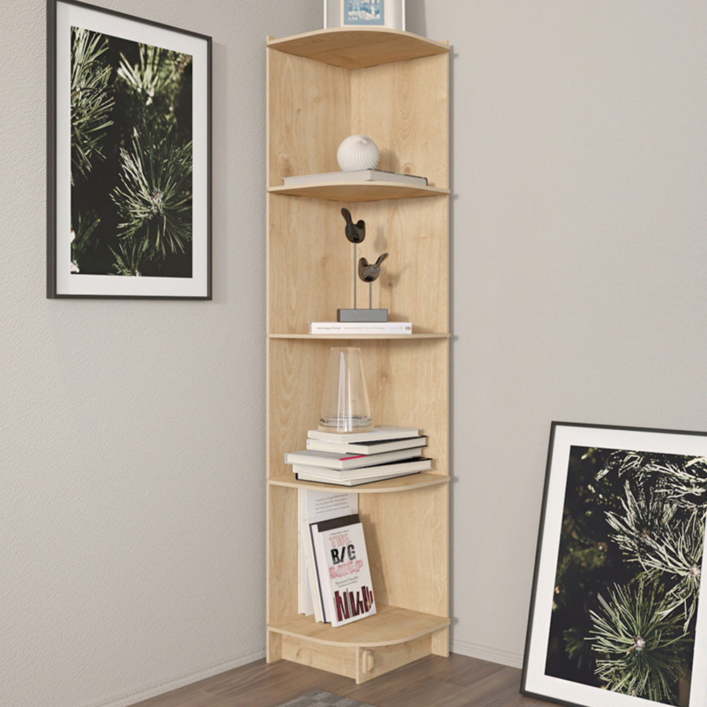 Decorotika Liva 5 Tier MDF Corner Bookcase Image 1
