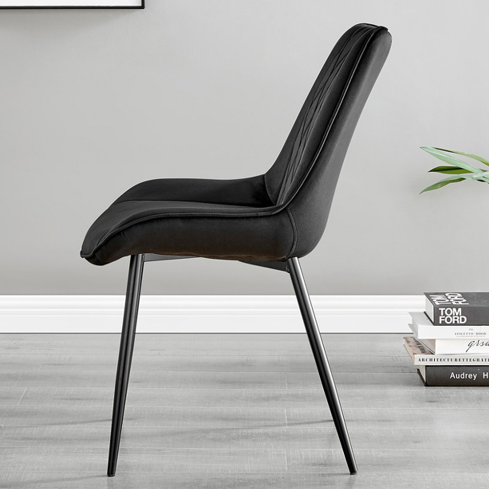 Furniturebox Lucia Cesano 6 Seater Dining Set Black Gloss Image 4