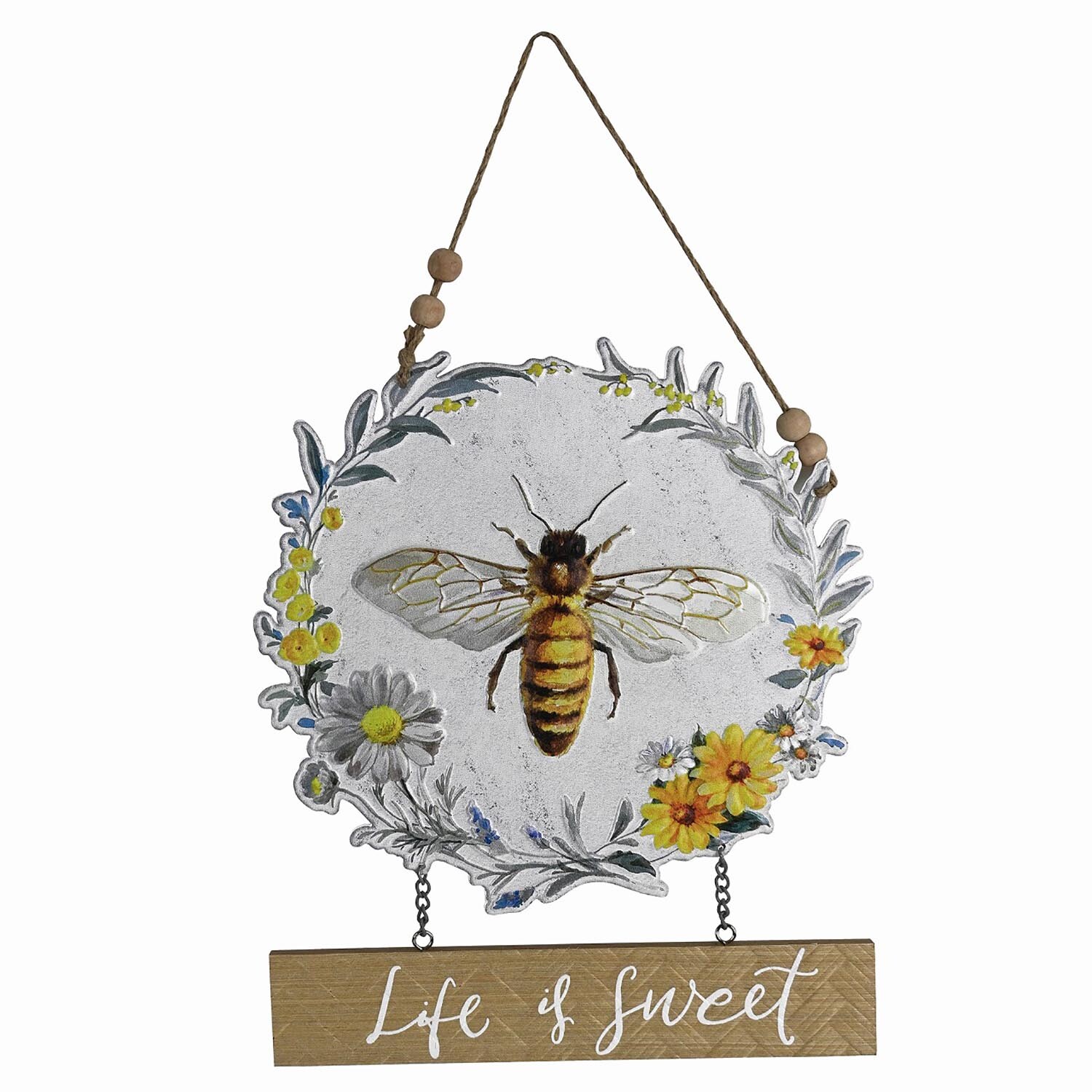 Life is Sweet Bee Sign - White Image 1