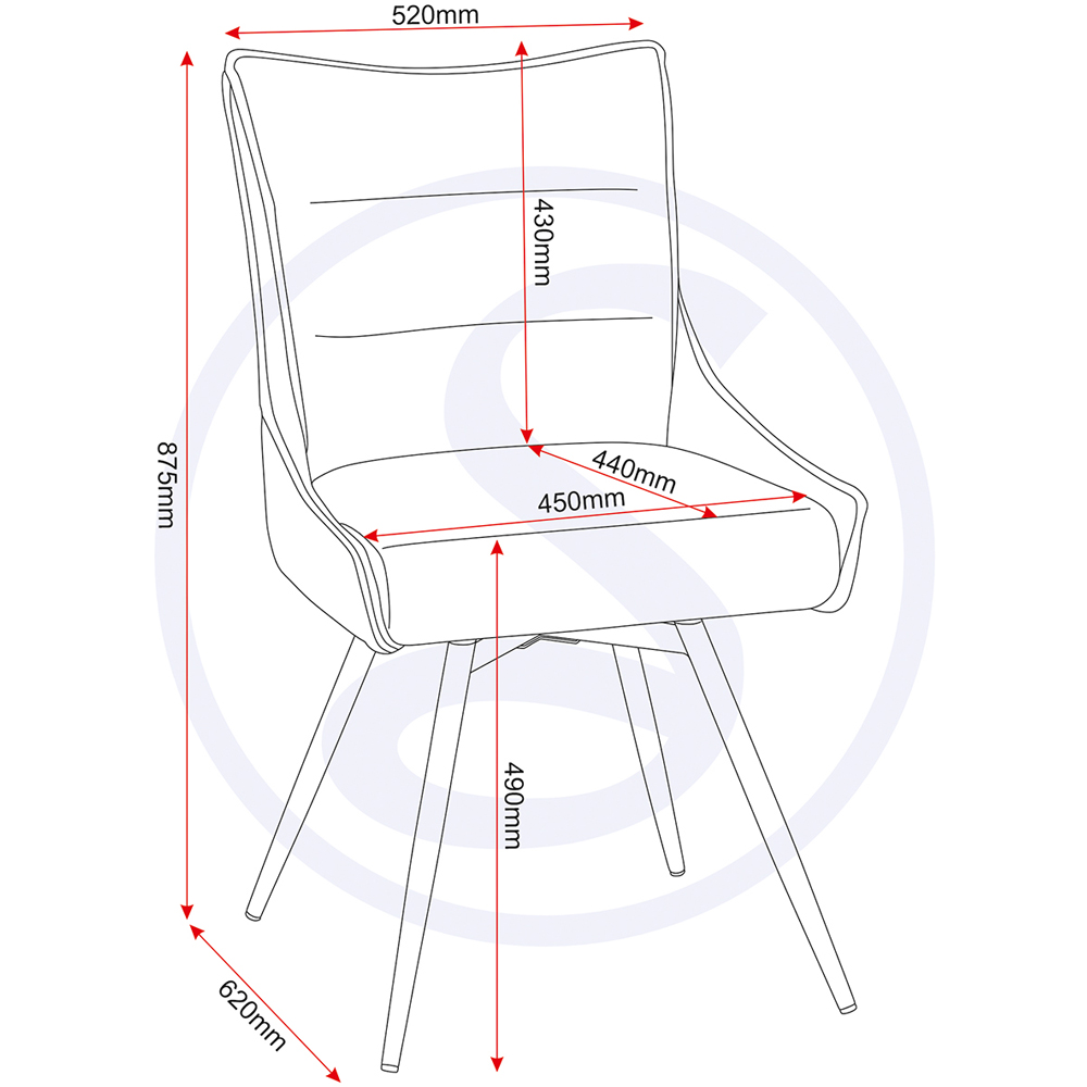Seconique Lewis Set of 2 Grey Fabric Swivel Dining Chair Image 9