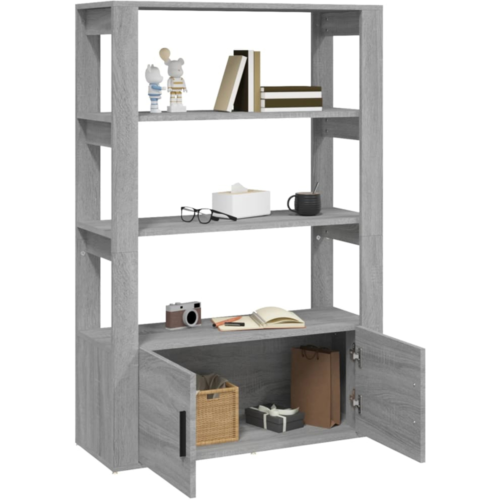vidaXL 2 Door 3 Shelf Grey Sonoma Wooden Sideboard Image 4