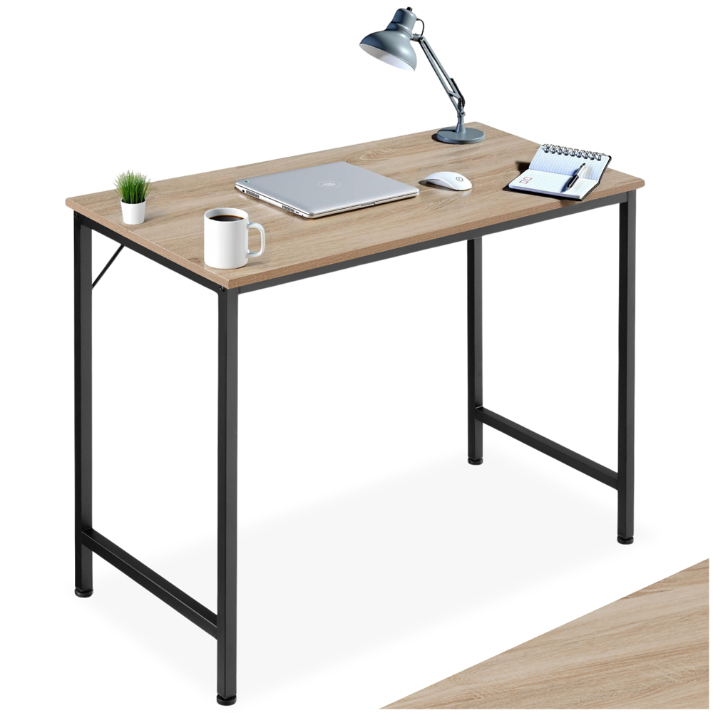 Tectake Jenkins Industrial Wood Study Desk Oak Sonoma 80cm Image 2