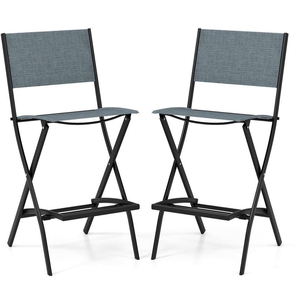 Costway Set of 2 Blue Folding Garden Chairs Image 2