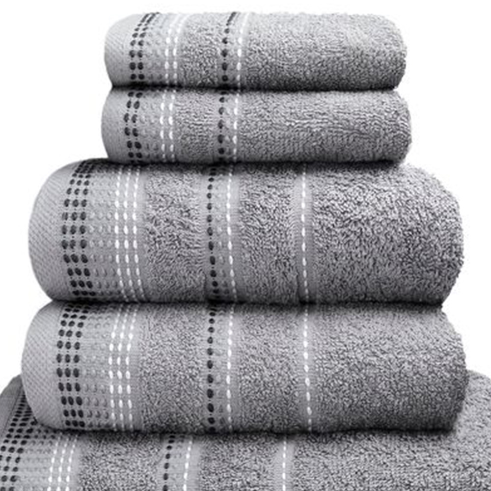 Rapport Home Berkley Embroidered Super Soft Pure Cotton Silver Hand Towel Image 2